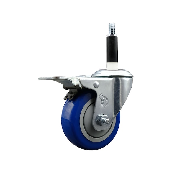 3.5'' Blue Poly Swivel 7/8'' Expanding Stem Caster Total Lock Brake